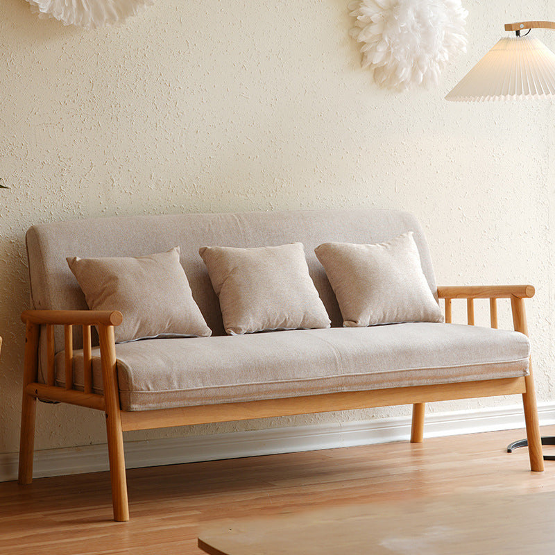 Divano in legno massiccio a 3 posti scandinavo sede a cuscino singolo con cuscini