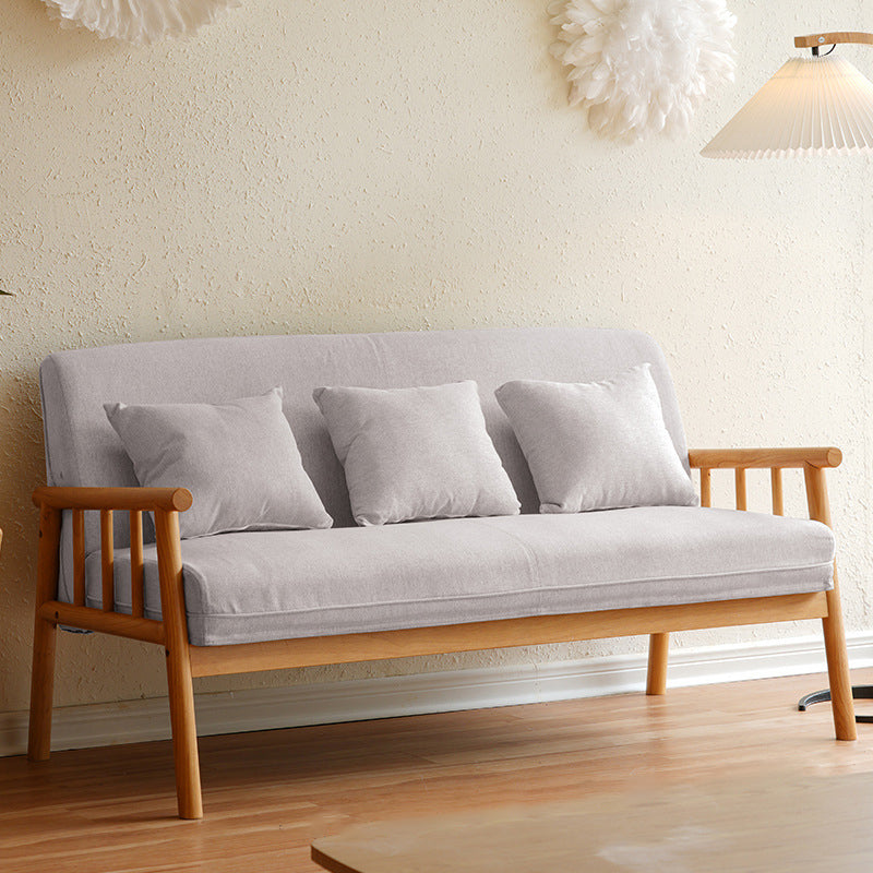 Divano in legno massiccio a 3 posti scandinavo sede a cuscino singolo con cuscini
