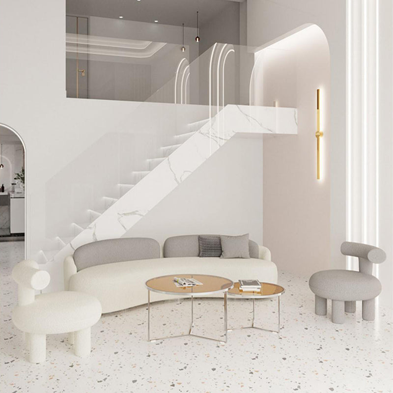 Scandinave 39,4 pouces D SOFA CURVE LOODE ET CUIR FAU