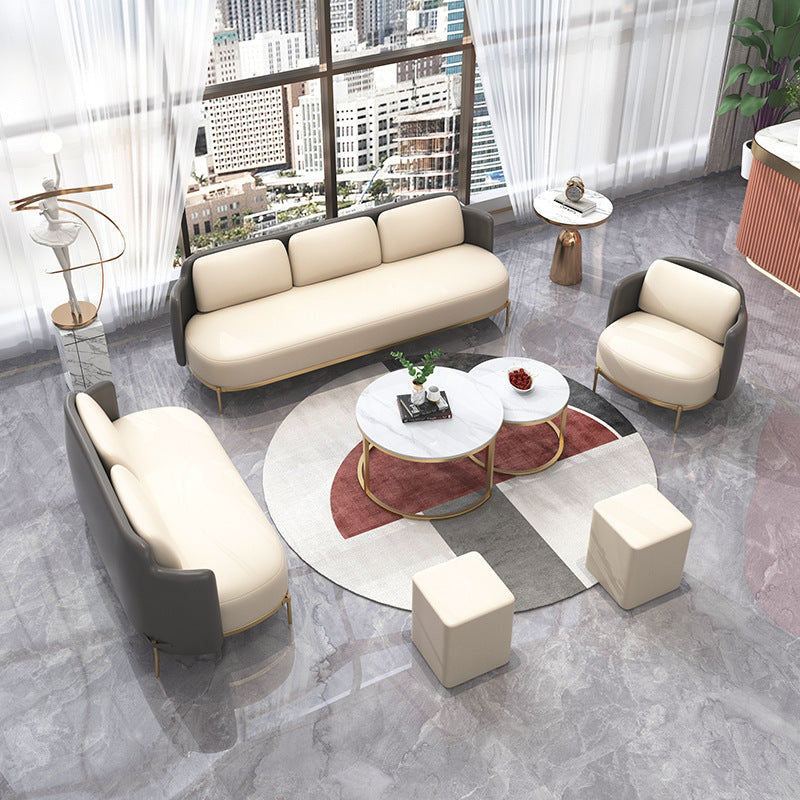 Tuxedo arm Standaard bankleer en ijzeren zitplaatsen in beige voor bonusruimte