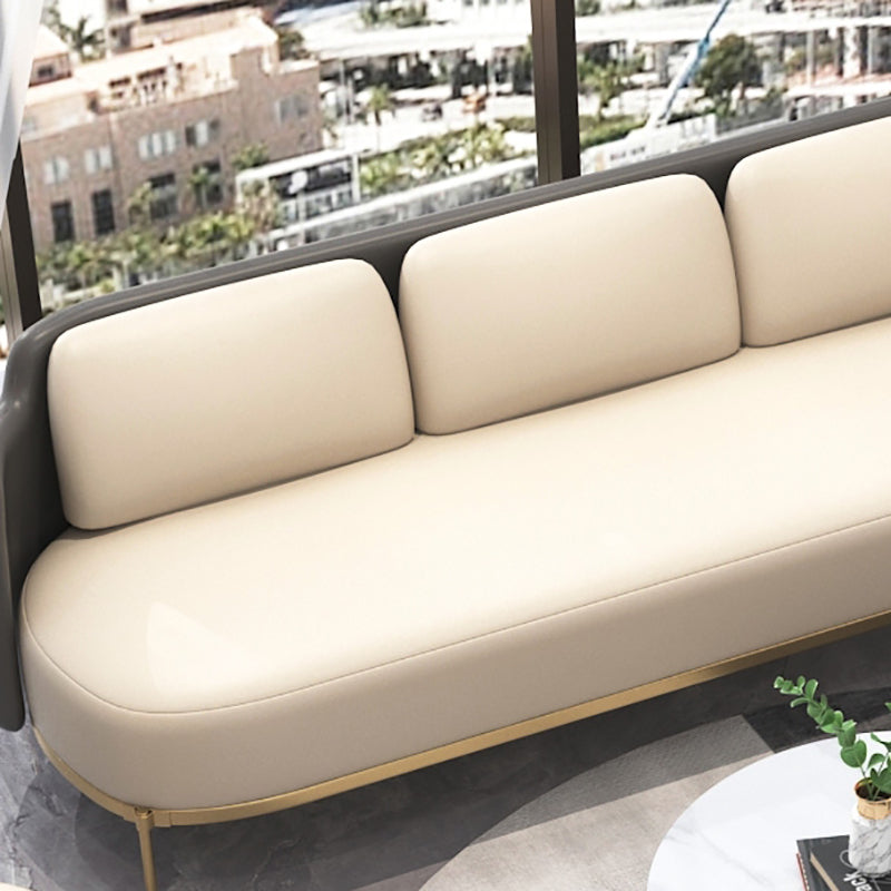 Tuxedo arm Standaard bankleer en ijzeren zitplaatsen in beige voor bonusruimte