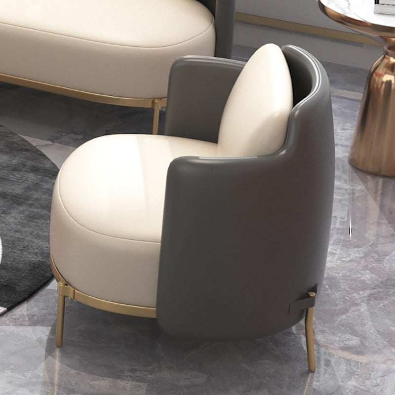 Tuxedo arm Standaard bankleer en ijzeren zitplaatsen in beige voor bonusruimte