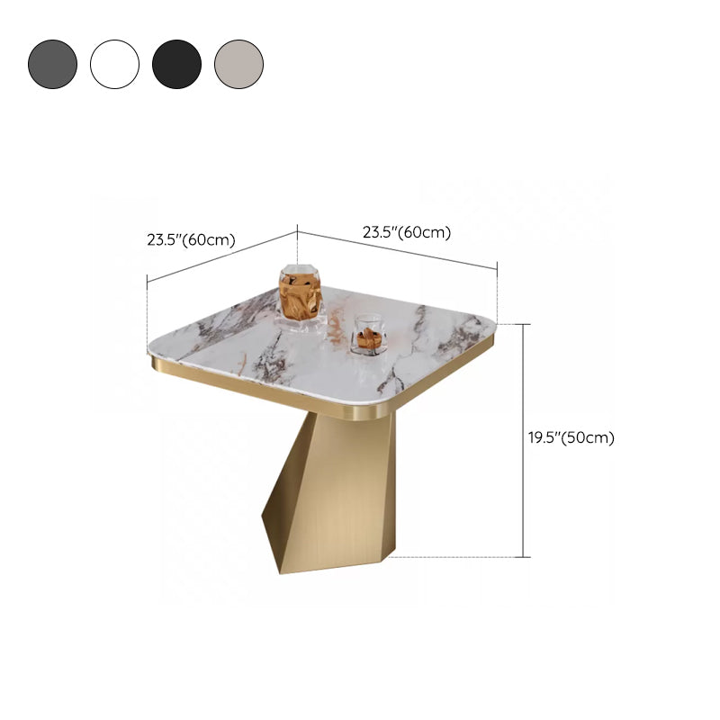 19.69" Tall Round Slate Side Table Luxurious Pedestal End Table