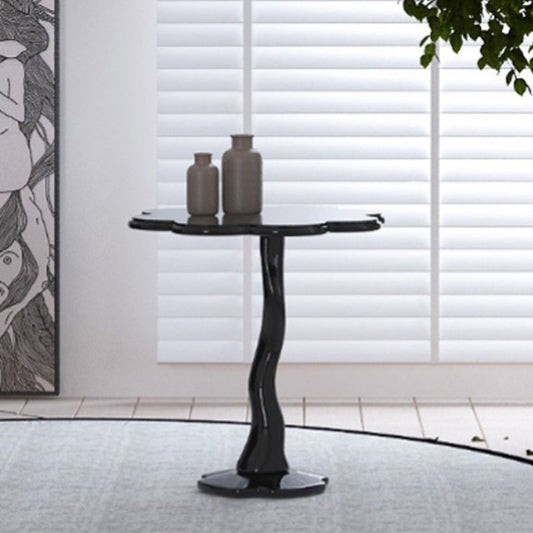 Contemporary Wood Side Table with Cloud Shap Top and 1 Leg Base Clearhalo 'Coffee & Accent Tables' 'End & Side Tables' 'end_side_tables' 'furn' 'furn_end_side_tables' 'Furniture' 'Living Room Furniture' 6725804