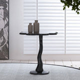 Contemporary Wood Side Table with Cloud Shap Top and 1 Leg Base Clearhalo 'Coffee & Accent Tables' 'End & Side Tables' 'end_side_tables' 'furn' 'furn_end_side_tables' 'Furniture' 'Living Room Furniture' 6725804