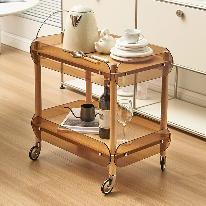 Wooden Side Table Tray Top Side End Table with Wheels in Brone Clearhalo 'Coffee & Accent Tables' 'End & Side Tables' 'end_side_tables' 'furn' 'furn_end_side_tables' 'Furniture' 'Living Room Furniture' 6725810