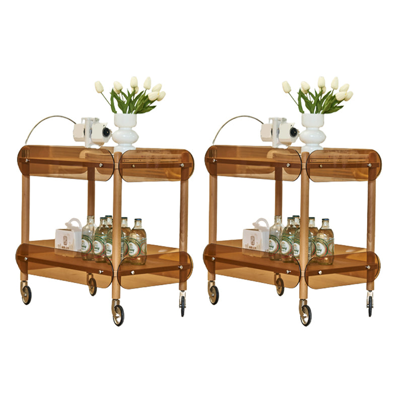 Wooden Side Table Tray Top Side End Table with Wheels in Brone 2 Clearhalo 'Coffee & Accent Tables' 'End & Side Tables' 'end_side_tables' 'furn' 'furn_end_side_tables' 'Furniture' 'Living Room Furniture' 6725812