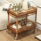 Wooden Side Table Tray Top Side End Table with Wheels in Brone Clearhalo 'Coffee & Accent Tables' 'End & Side Tables' 'end_side_tables' 'furn' 'furn_end_side_tables' 'Furniture' 'Living Room Furniture' 6725815