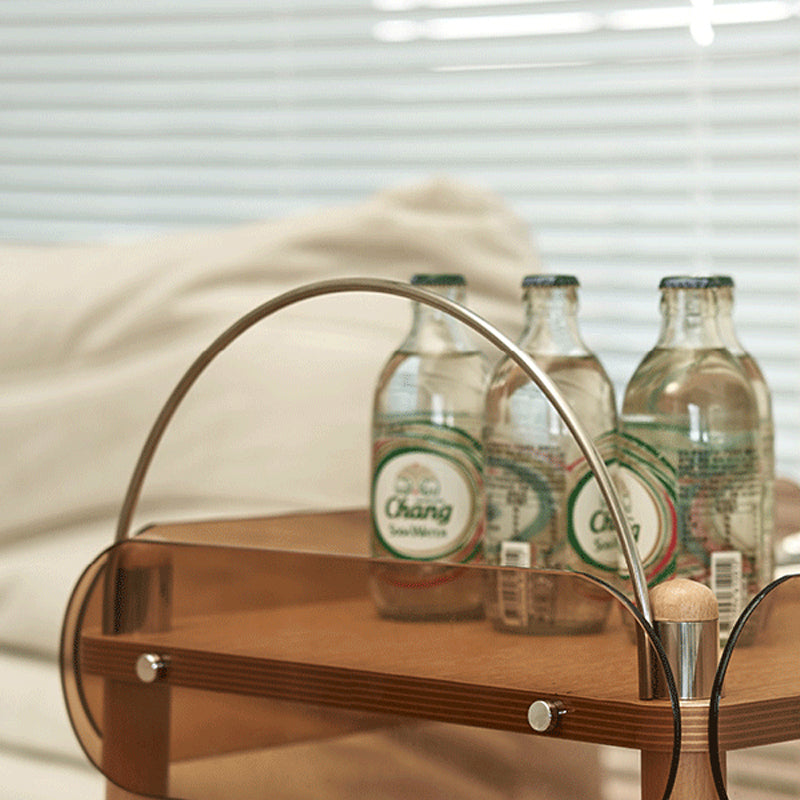 Wooden Side Table Tray Top Side End Table with Wheels in Brone Clearhalo 'Coffee & Accent Tables' 'End & Side Tables' 'end_side_tables' 'furn' 'furn_end_side_tables' 'Furniture' 'Living Room Furniture' 6725818