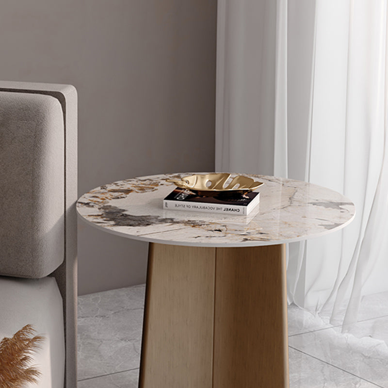 Round Stone Side Table with 1 Leg Metal Base Side End Snack Table Clearhalo 'Coffee & Accent Tables' 'End & Side Tables' 'end_side_tables' 'furn' 'furn_end_side_tables' 'Furniture' 'Living Room Furniture' 6725831
