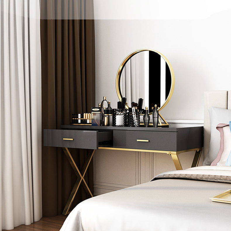 Glam 29.52 " Height 2-Drawer Makeup Table Wooden Vanity Stool