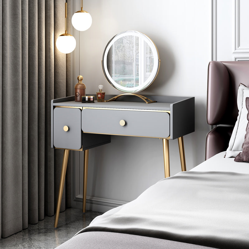 Glam 32.28" H Wooden 2-drawer Dressing Table Make-up Vanity Stool