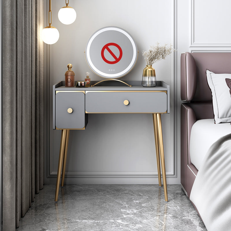 Glam 32.28" H Wooden 2-drawer Dressing Table Make-up Vanity Stool