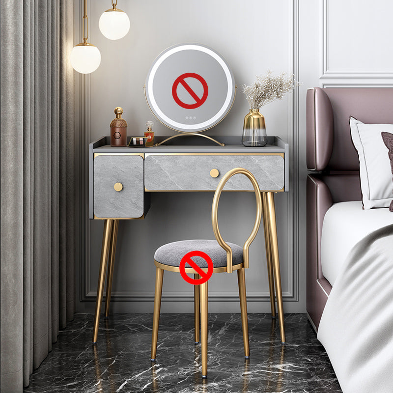 Glam 32.28" H Wooden 2-drawer Dressing Table Make-up Vanity Stool