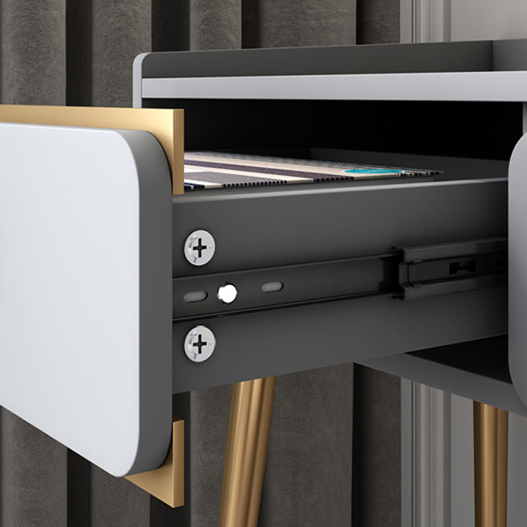 Glam 32.28" H Wooden 2-drawer Dressing Table Make-up Vanity Stool