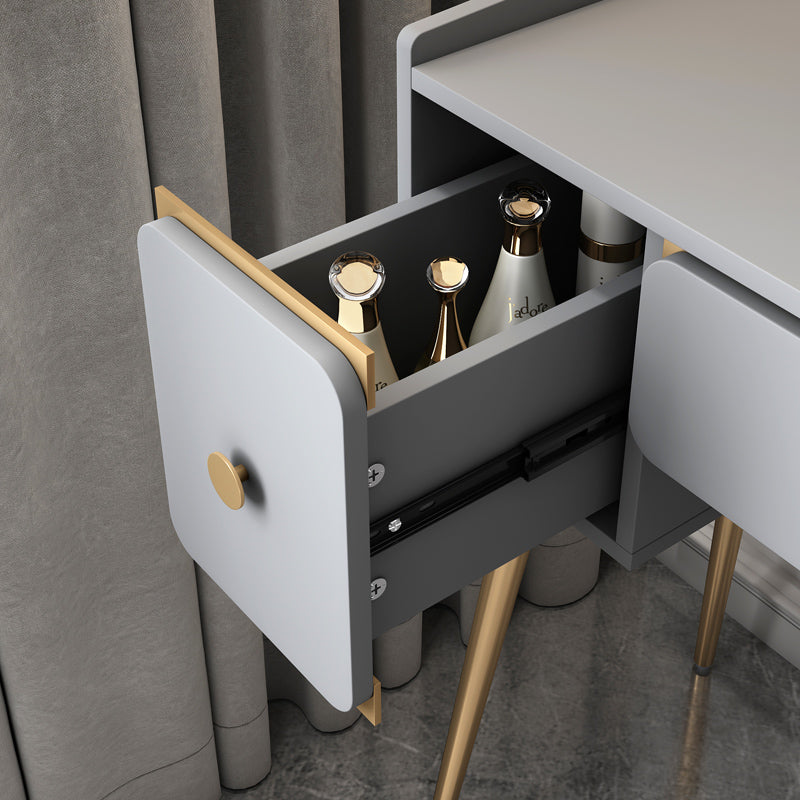 Glam 32.28" H Wooden 2-drawer Dressing Table Make-up Vanity Stool