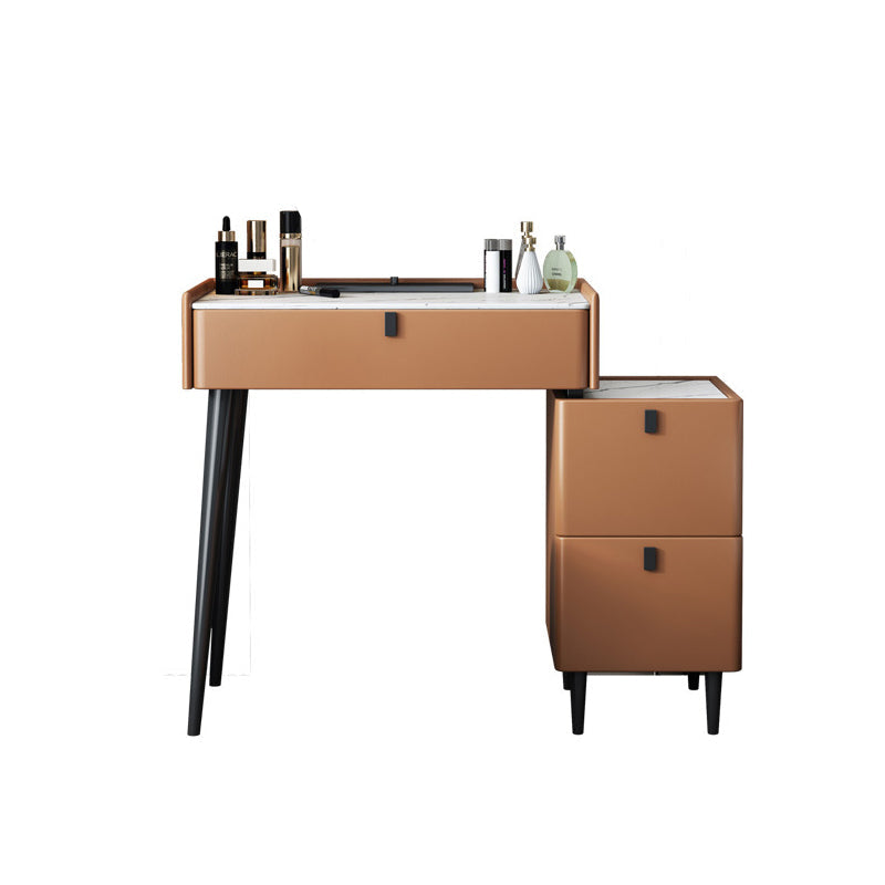 Modern 29.52 " H Slate Top Makeup Table with Drawers Vanity Stool