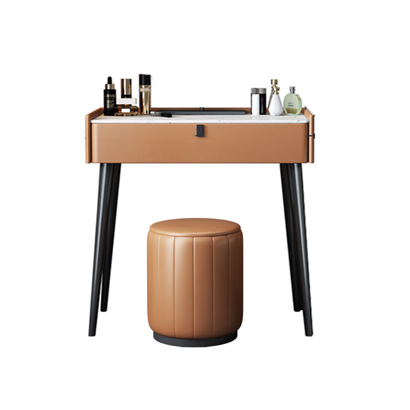 Modern 29.52 " H Slate Top Makeup Table with Drawers Vanity Stool