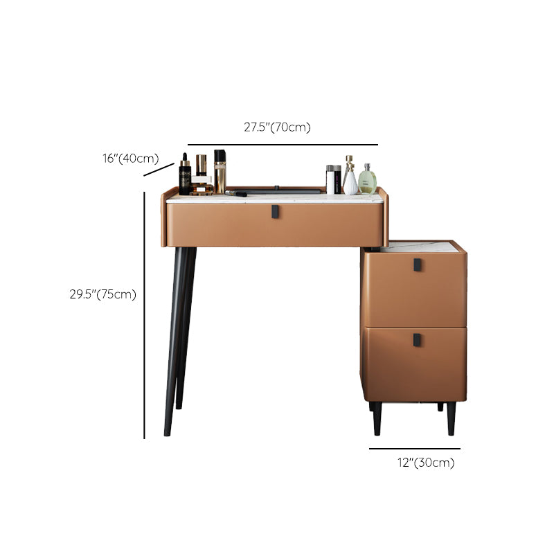 Modern 29.52 " H Slate Top Makeup Table with Drawers Vanity Stool