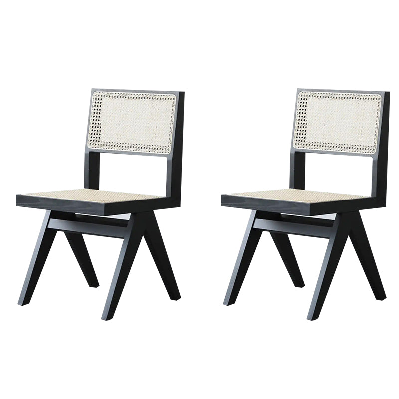 Wood Modern Dining Side Chair Cane Back Dining Chairs for Home Black 2 Piece Set Clearhalo 'Dining Chairs' 'Dining Tables & Seating' 'dining_chair' 'furn' 'furn_dining_chair' 'Furniture' 'Kitchen & Dining Furniture' 6726174