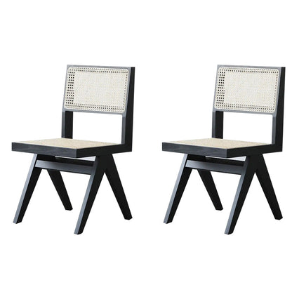 Wood Modern Dining Side Chair Cane Back Dining Chairs for Home Black 2 Piece Set Clearhalo 'Dining Chairs' 'Dining Tables & Seating' 'dining_chair' 'furn' 'furn_dining_chair' 'Furniture' 'Kitchen & Dining Furniture' 6726174