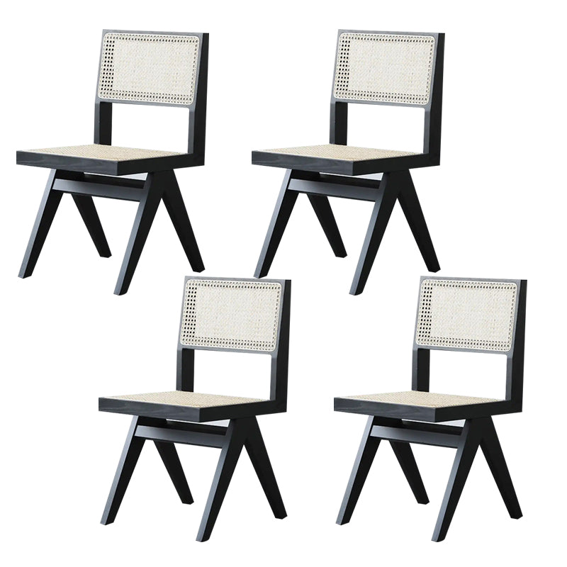 Wood Modern Dining Side Chair Cane Back Dining Chairs for Home Black 4 Piece Set Clearhalo 'Dining Chairs' 'Dining Tables & Seating' 'dining_chair' 'furn' 'furn_dining_chair' 'Furniture' 'Kitchen & Dining Furniture' 6726175