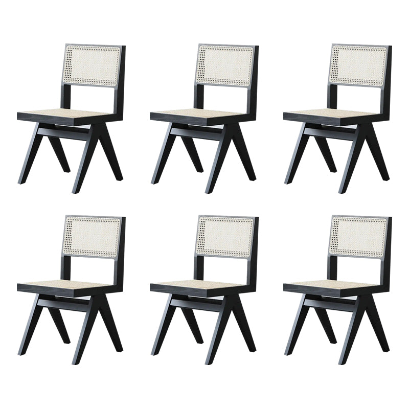 Wood Modern Dining Side Chair Cane Back Dining Chairs for Home Black 6 Piece Set Clearhalo 'Dining Chairs' 'Dining Tables & Seating' 'dining_chair' 'furn' 'furn_dining_chair' 'Furniture' 'Kitchen & Dining Furniture' 6726178