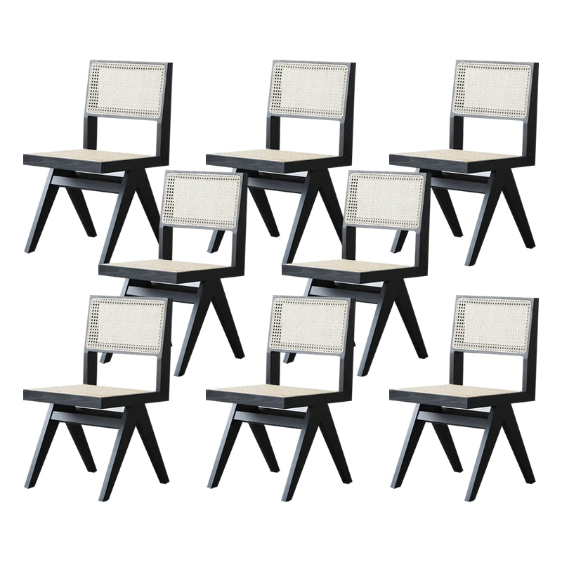 Wood Modern Dining Side Chair Cane Back Dining Chairs for Home Black 8 Piece Set Clearhalo 'Dining Chairs' 'Dining Tables & Seating' 'dining_chair' 'furn' 'furn_dining_chair' 'Furniture' 'Kitchen & Dining Furniture' 6726179