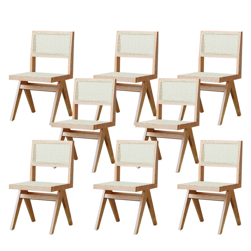 Wood Modern Dining Side Chair Cane Back Dining Chairs for Home Natural 8 Piece Set Clearhalo 'Dining Chairs' 'Dining Tables & Seating' 'dining_chair' 'furn' 'furn_dining_chair' 'Furniture' 'Kitchen & Dining Furniture' 6726188