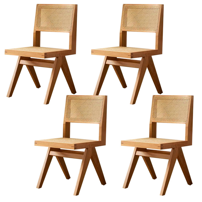 Wood Modern Dining Side Chair Cane Back Dining Chairs for Home Cherry Wood 4 Piece Set Clearhalo 'Dining Chairs' 'Dining Tables & Seating' 'dining_chair' 'furn' 'furn_dining_chair' 'Furniture' 'Kitchen & Dining Furniture' 6726191