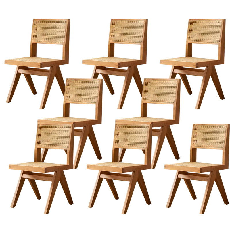 Wood Modern Dining Side Chair Cane Back Dining Chairs for Home Cherry Wood 8 Piece Set Clearhalo 'Dining Chairs' 'Dining Tables & Seating' 'dining_chair' 'furn' 'furn_dining_chair' 'Furniture' 'Kitchen & Dining Furniture' 6726194