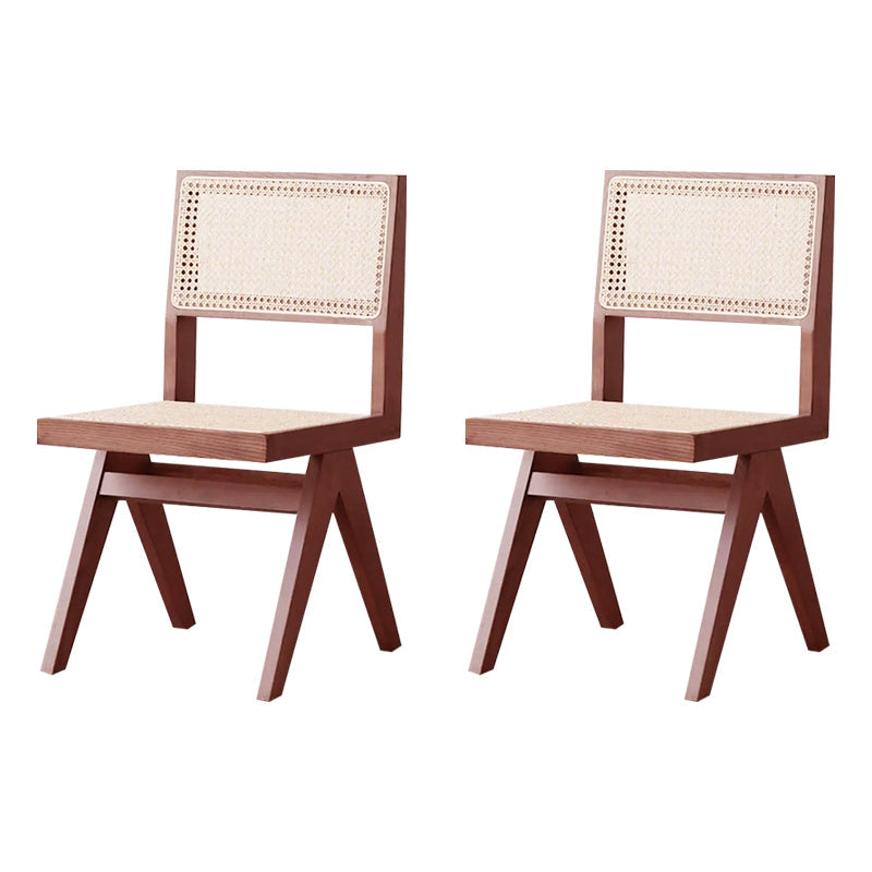 Wood Modern Dining Side Chair Cane Back Dining Chairs for Home Nut-Brown 2 Piece Set Clearhalo 'Dining Chairs' 'Dining Tables & Seating' 'dining_chair' 'furn' 'furn_dining_chair' 'Furniture' 'Kitchen & Dining Furniture' 6726195