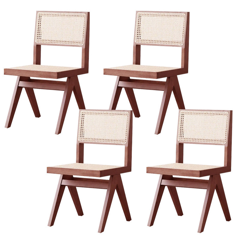 Wood Modern Dining Side Chair Cane Back Dining Chairs for Home Nut-Brown 4 Piece Set Clearhalo 'Dining Chairs' 'Dining Tables & Seating' 'dining_chair' 'furn' 'furn_dining_chair' 'Furniture' 'Kitchen & Dining Furniture' 6726196