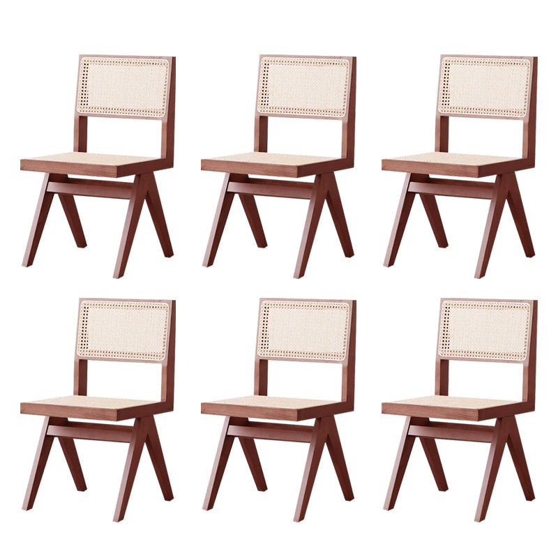 Wood Modern Dining Side Chair Cane Back Dining Chairs for Home Nut-Brown 6 Piece Set Clearhalo 'Dining Chairs' 'Dining Tables & Seating' 'dining_chair' 'furn' 'furn_dining_chair' 'Furniture' 'Kitchen & Dining Furniture' 6726197