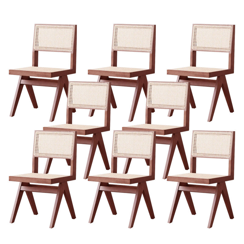 Wood Modern Dining Side Chair Cane Back Dining Chairs for Home Nut-Brown 8 Piece Set Clearhalo 'Dining Chairs' 'Dining Tables & Seating' 'dining_chair' 'furn' 'furn_dining_chair' 'Furniture' 'Kitchen & Dining Furniture' 6726198