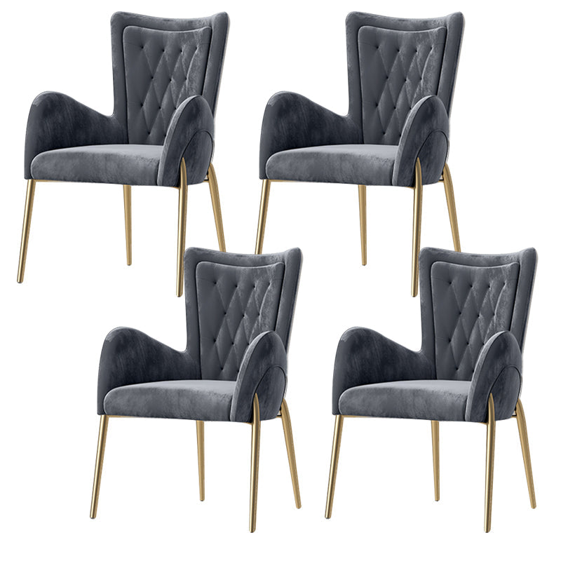 Chaise de pavée latéral de style glam metal parsons avec des jambes dorées