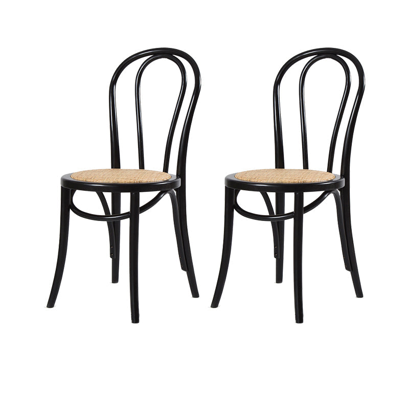 Modern Style Patio Side Chair Windsor Back Armless Dining Chair Black Wicker & Rattan 2 Piece Set Clearhalo 'Dining Chairs' 'Dining Tables & Seating' 'dining_chair' 'furn' 'furn_dining_chair' 'Furniture' 'Kitchen & Dining Furniture' 6726358