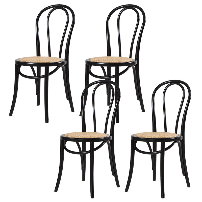 Modern Style Patio Side Chair Windsor Back Armless Dining Chair Black Wicker & Rattan 4 Piece Set Clearhalo 'Dining Chairs' 'Dining Tables & Seating' 'dining_chair' 'furn' 'furn_dining_chair' 'Furniture' 'Kitchen & Dining Furniture' 6726360