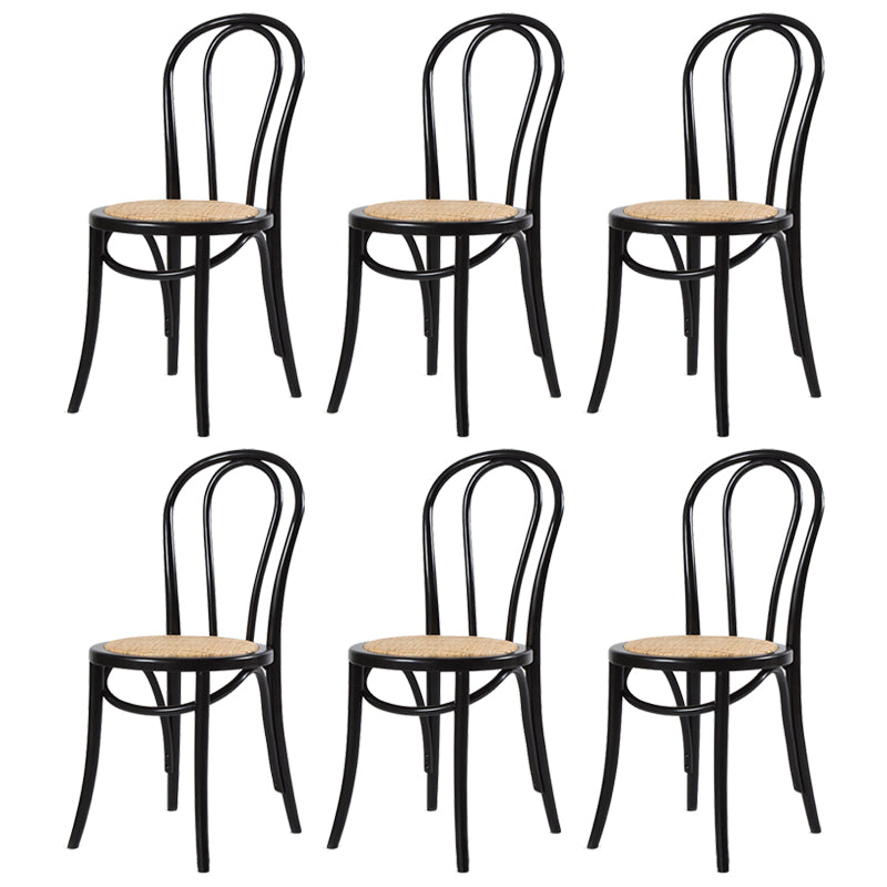 Modern Style Patio Side Chair Windsor Back Armless Dining Chair Black Wicker & Rattan 6 Piece Set Clearhalo 'Dining Chairs' 'Dining Tables & Seating' 'dining_chair' 'furn' 'furn_dining_chair' 'Furniture' 'Kitchen & Dining Furniture' 6726361