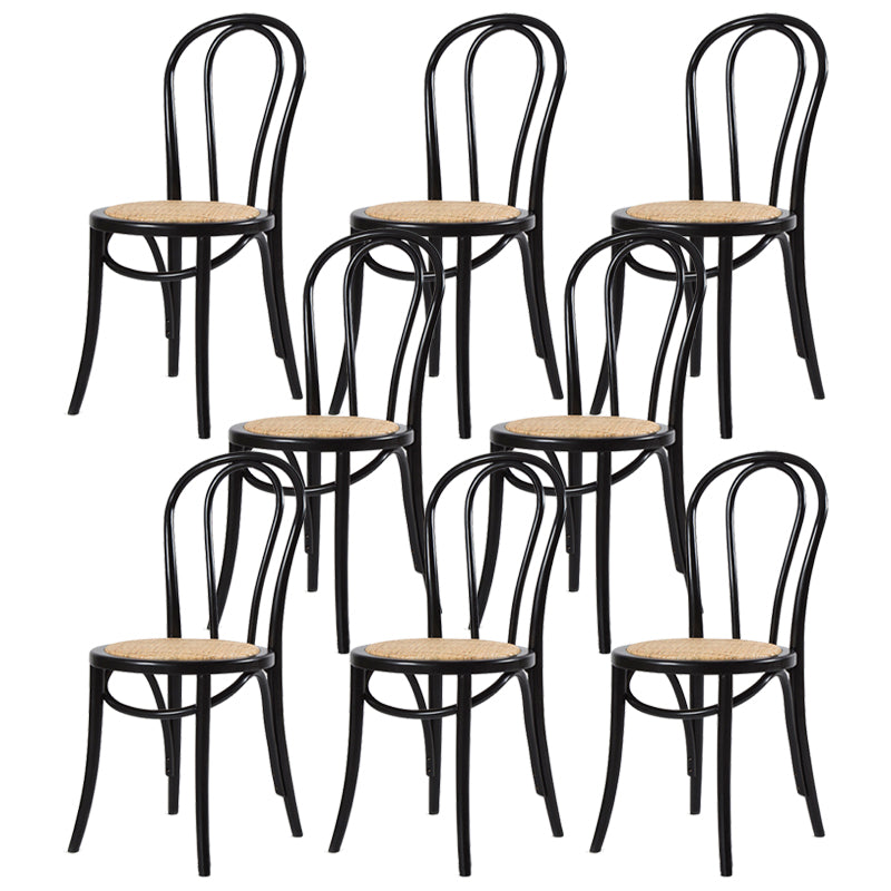 Modern Style Patio Side Chair Windsor Back Armless Dining Chair Black Wicker & Rattan 8 Piece Set Clearhalo 'Dining Chairs' 'Dining Tables & Seating' 'dining_chair' 'furn' 'furn_dining_chair' 'Furniture' 'Kitchen & Dining Furniture' 6726363