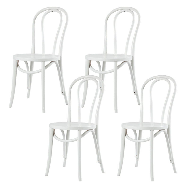 Modern Style Patio Side Chair Windsor Back Armless Dining Chair White Wood 4 Piece Set Clearhalo 'Dining Chairs' 'Dining Tables & Seating' 'dining_chair' 'furn' 'furn_dining_chair' 'Furniture' 'Kitchen & Dining Furniture' 6726366