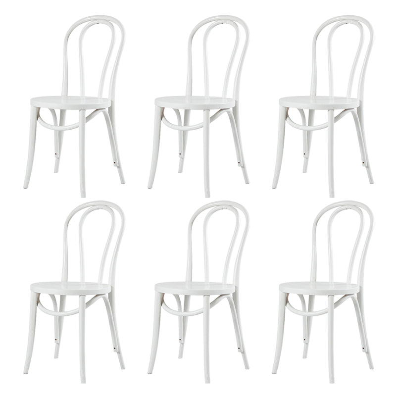 Modern Style Patio Side Chair Windsor Back Armless Dining Chair White Wood 6 Piece Set Clearhalo 'Dining Chairs' 'Dining Tables & Seating' 'dining_chair' 'furn' 'furn_dining_chair' 'Furniture' 'Kitchen & Dining Furniture' 6726367