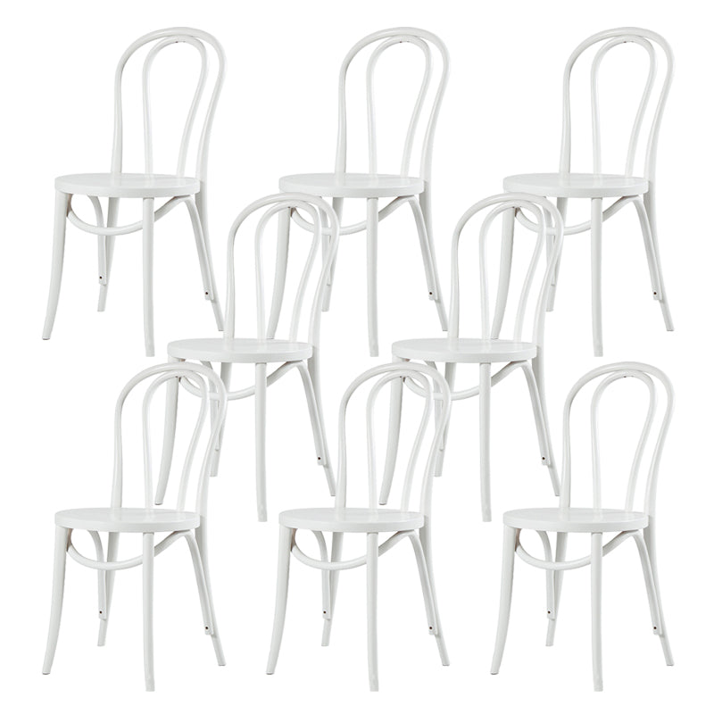 Modern Style Patio Side Chair Windsor Back Armless Dining Chair White Wood 8 Piece Set Clearhalo 'Dining Chairs' 'Dining Tables & Seating' 'dining_chair' 'furn' 'furn_dining_chair' 'Furniture' 'Kitchen & Dining Furniture' 6726368