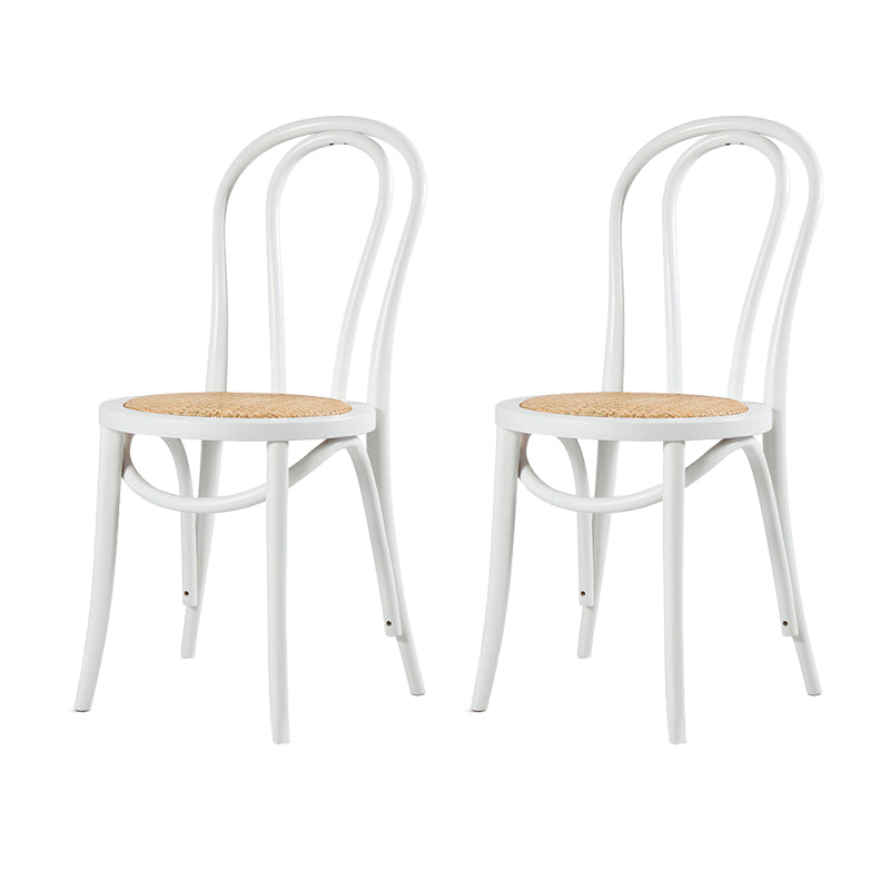 Modern Style Patio Side Chair Windsor Back Armless Dining Chair White Wicker & Rattan 2 Piece Set Clearhalo 'Dining Chairs' 'Dining Tables & Seating' 'dining_chair' 'furn' 'furn_dining_chair' 'Furniture' 'Kitchen & Dining Furniture' 6726369
