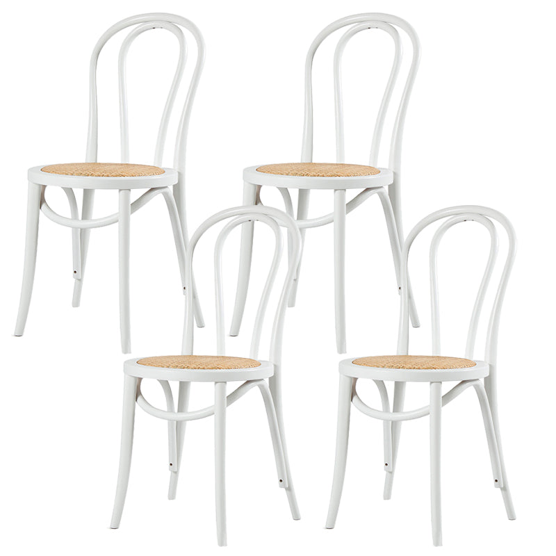 Modern Style Patio Side Chair Windsor Back Armless Dining Chair White Wicker & Rattan 4 Piece Set Clearhalo 'Dining Chairs' 'Dining Tables & Seating' 'dining_chair' 'furn' 'furn_dining_chair' 'Furniture' 'Kitchen & Dining Furniture' 6726370