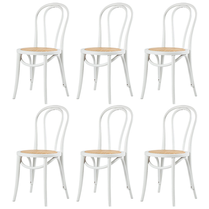Modern Style Patio Side Chair Windsor Back Armless Dining Chair White Wicker & Rattan 6 Piece Set Clearhalo 'Dining Chairs' 'Dining Tables & Seating' 'dining_chair' 'furn' 'furn_dining_chair' 'Furniture' 'Kitchen & Dining Furniture' 6726371
