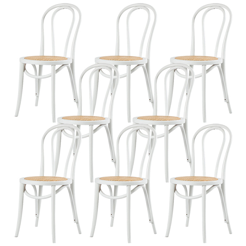 Modern Style Patio Side Chair Windsor Back Armless Dining Chair White Wicker & Rattan 8 Piece Set Clearhalo 'Dining Chairs' 'Dining Tables & Seating' 'dining_chair' 'furn' 'furn_dining_chair' 'Furniture' 'Kitchen & Dining Furniture' 6726372