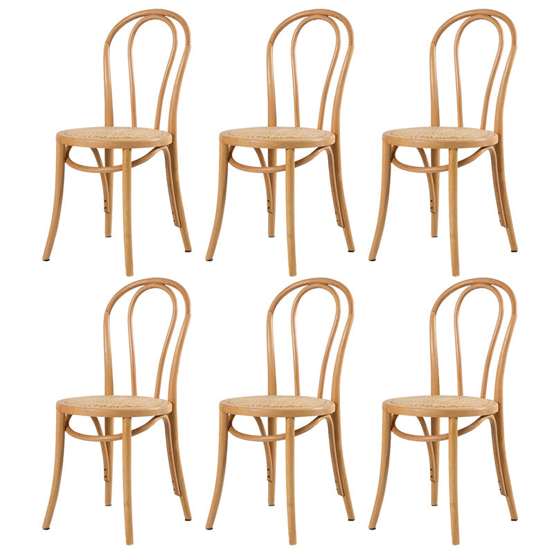 Modern Style Patio Side Chair Windsor Back Armless Dining Chair Wood Wicker & Rattan 6 Piece Set Clearhalo 'Dining Chairs' 'Dining Tables & Seating' 'dining_chair' 'furn' 'furn_dining_chair' 'Furniture' 'Kitchen & Dining Furniture' 6726379