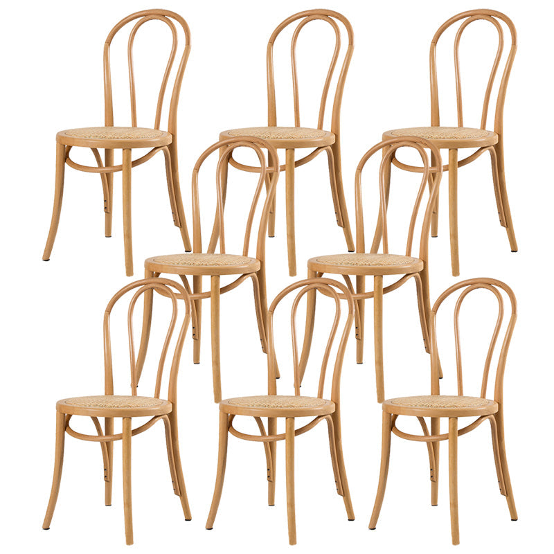 Modern Style Patio Side Chair Windsor Back Armless Dining Chair Wood Wicker & Rattan 8 Piece Set Clearhalo 'Dining Chairs' 'Dining Tables & Seating' 'dining_chair' 'furn' 'furn_dining_chair' 'Furniture' 'Kitchen & Dining Furniture' 6726380