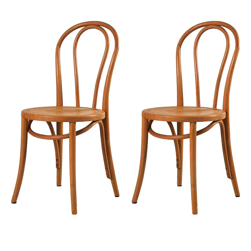 Modern Style Patio Side Chair Windsor Back Armless Dining Chair Orange Wood 2 Piece Set Clearhalo 'Dining Chairs' 'Dining Tables & Seating' 'dining_chair' 'furn' 'furn_dining_chair' 'Furniture' 'Kitchen & Dining Furniture' 6726381